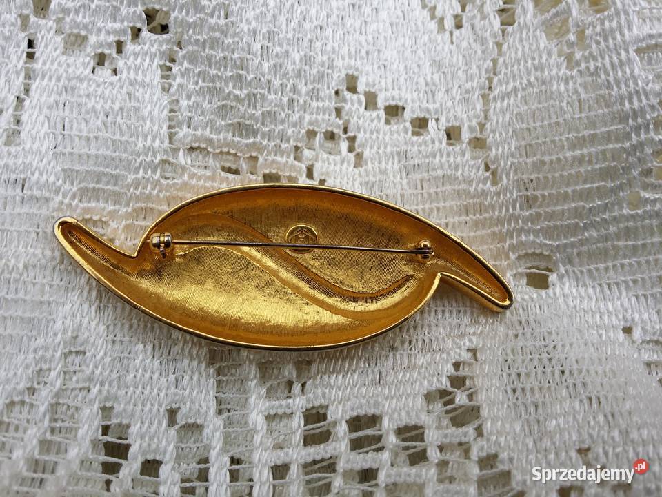 Stara angielska broszka złota fala Ochojno