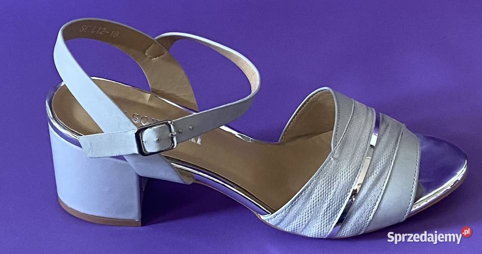 Szare damskie sandały na obcasie rozmiar 41 skóra ekologiczna Żyrardów