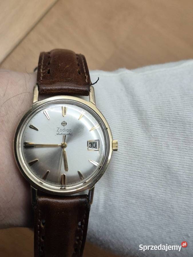 Złocony zegarek automatyczny vintage Zodiac Męskie Chorzów
