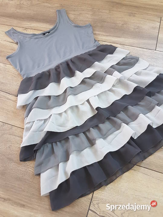 Szara sukienka z falbankami 40 H&M Jasło