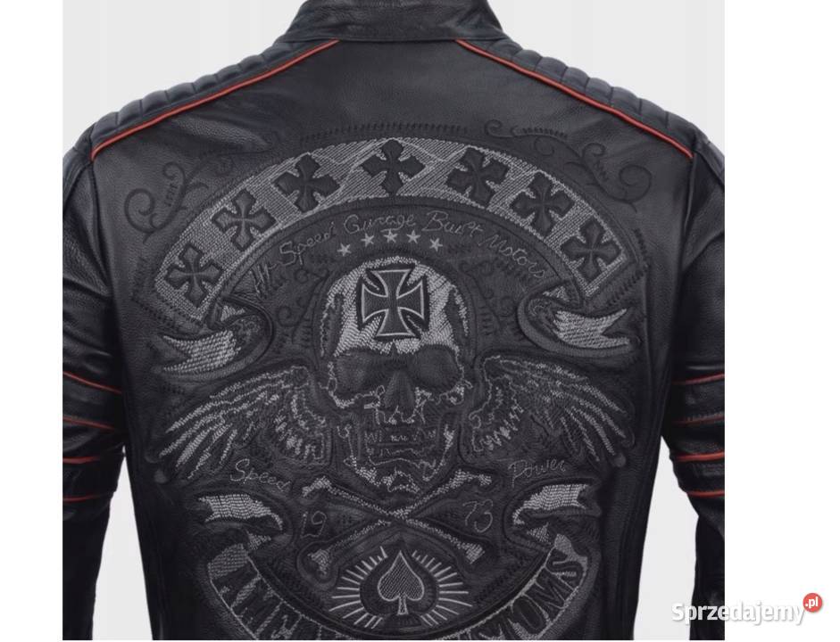 KURTKA MOTOCYKLOWA SKÓRZANA Z HAFTEM Sosnowiec sprzedam