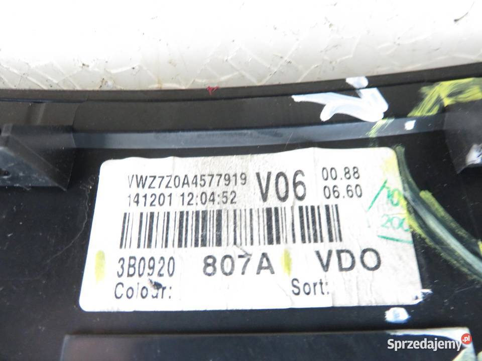 LICZNIK VW PASSAT B5 FL 19 TDI 3B0920807A