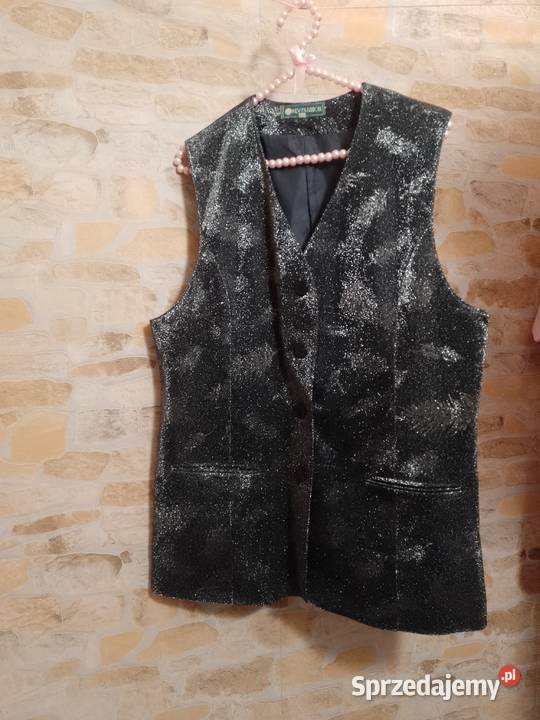 463XK Fashion Srebrna metaliczna kamizelka Bluzki i koszule Kraków