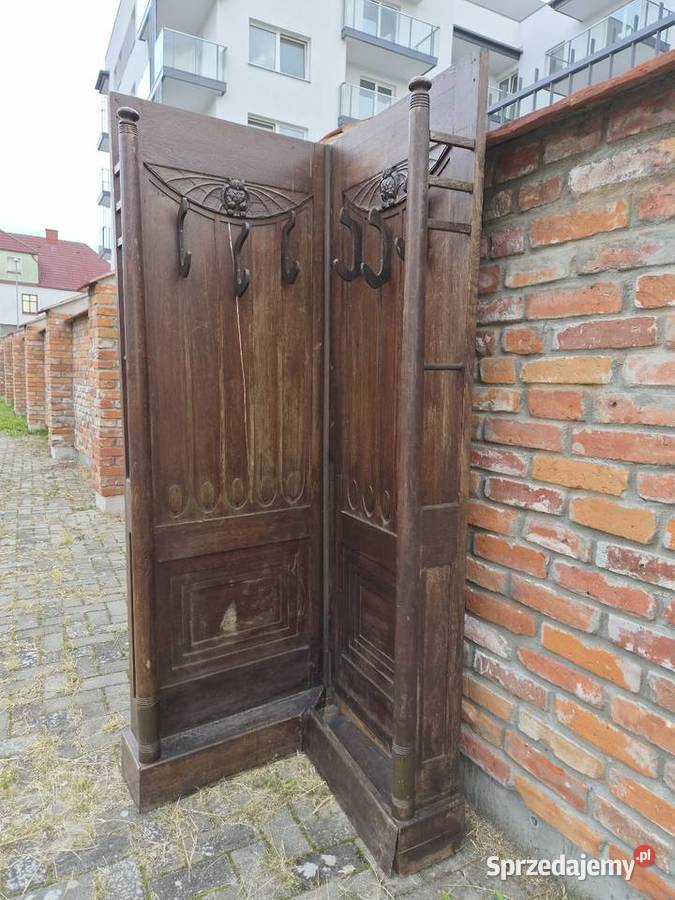 Secesyjna garderoba wieszak Meble Antyki, Sztuka, Kolekcje