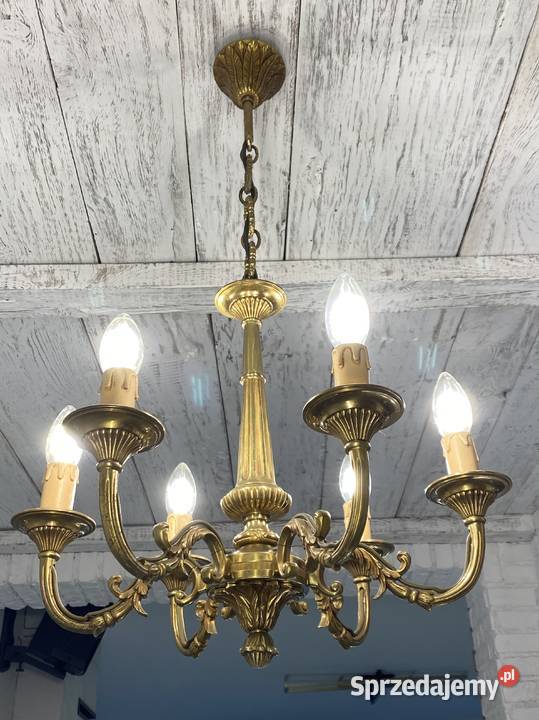 Francuski Żyrandol 27 mosiądz 6ram Antyk Kraków
