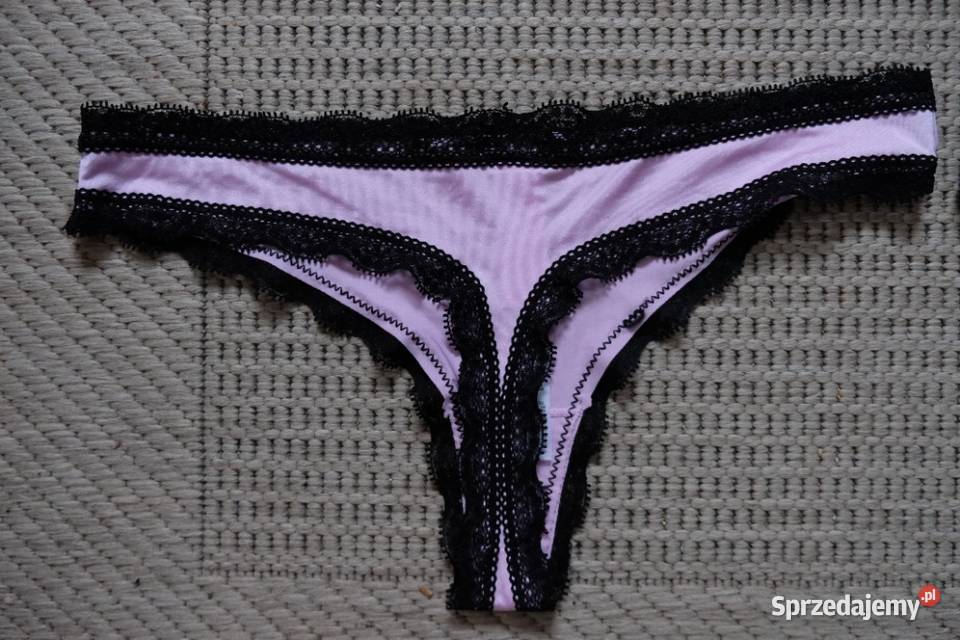 pudrowy satynowa koronkowe koronka stringi Rozmiar S Toruń