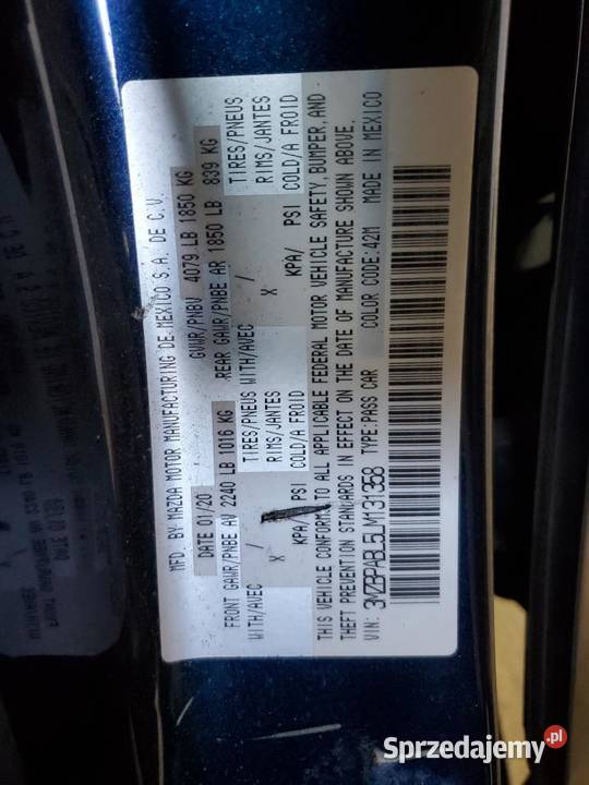 2020 MAZDA 3 Częstochowa sprzedam