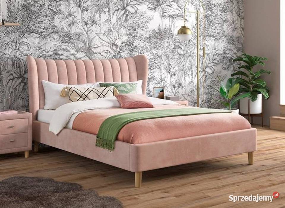 Łóżko welurowe 140x200 uszak zieleń stelaż Koło