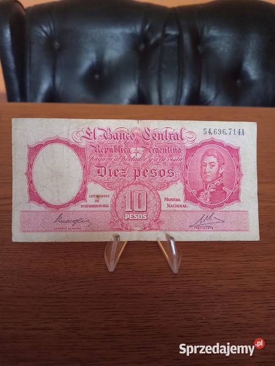 Banknot Argentyna 10 Pesos 1935 Leszno