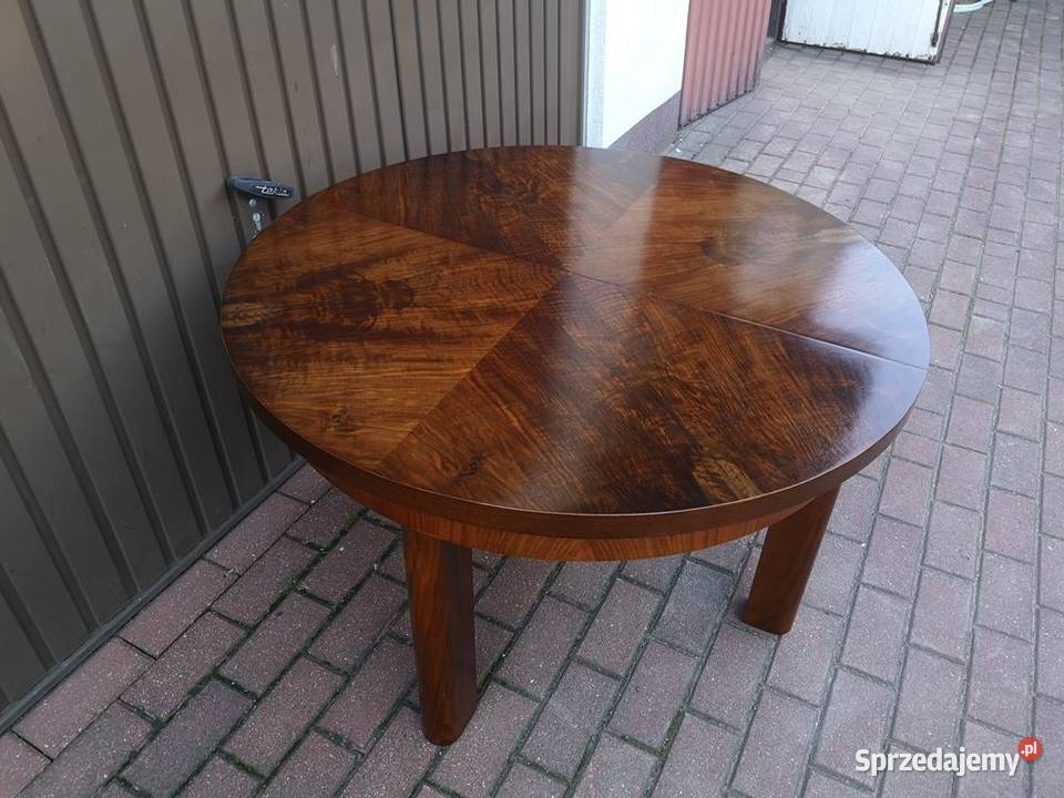 Stolik Ława Okrągły ARTDECO Orzech Antyk Stary Swarzędz
