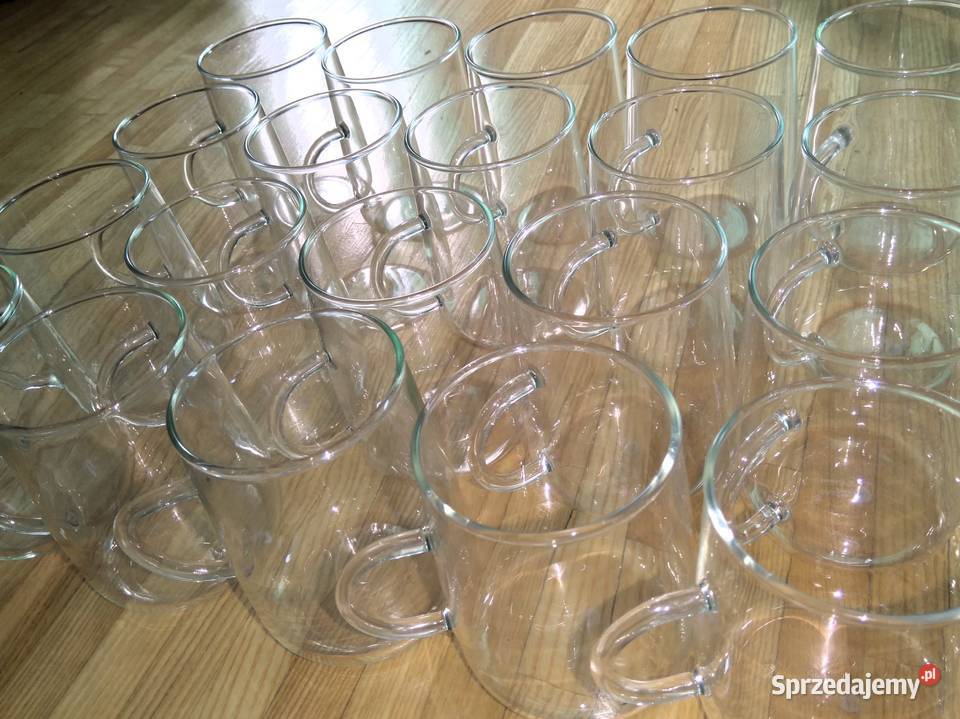 Nowe szklanki z uchem szklane kubki z uchwytem Warszawa