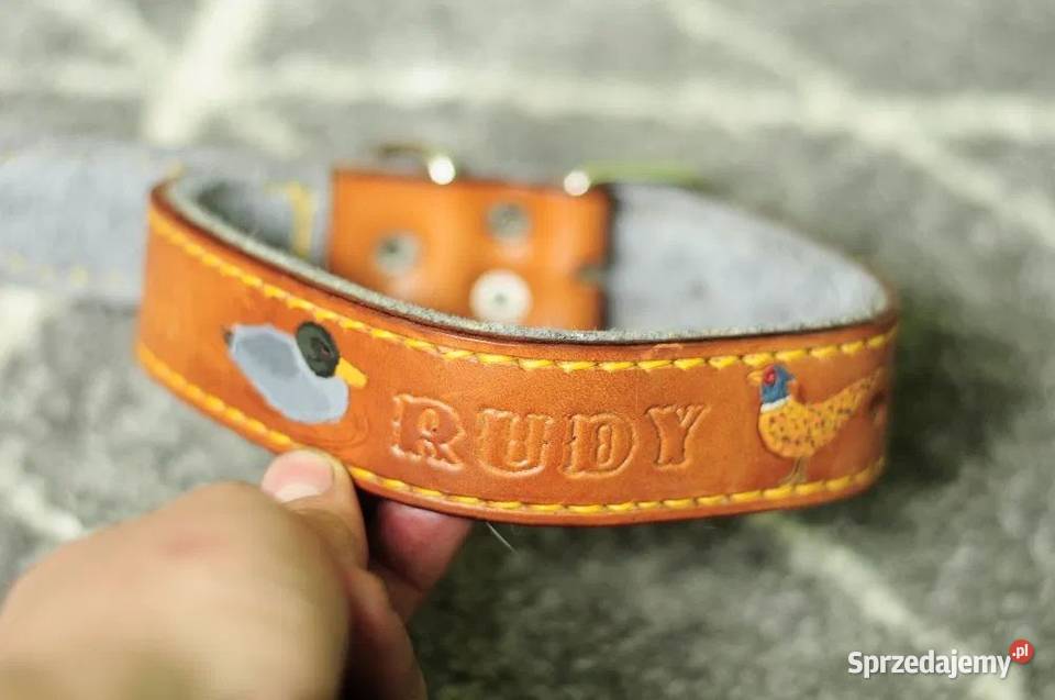 OBROŻA z IMIENIEM psa kota 100 skóra juchtowa no Pozostałe Tarnobrzeg