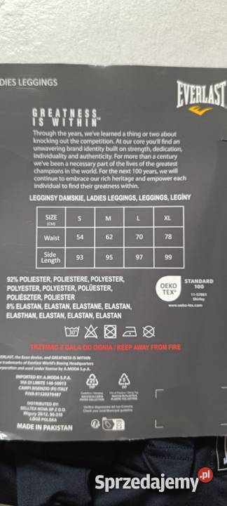 EVERLAST legginsy rozmiar L 70 97 kolor czarny i warmińsko-mazurskie