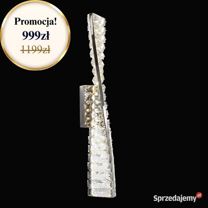 Kinkiet kryształowy podłużny srebrny CRYSTAL Warszawa sprzedam