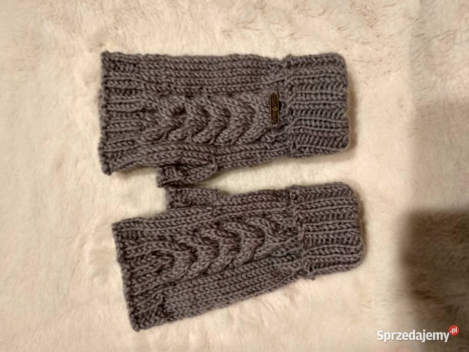 Rękawiczki mitenki szare wełna Warszawa