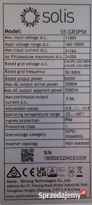 Falownik Solis S5GR3P5K 5 kW 3fazowy gwarancja lubuskie Droszków