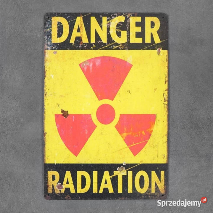 Tabliczka dekoracyjna metalowa DANGER RADIATION inny kolor Chmielnik sprzedam