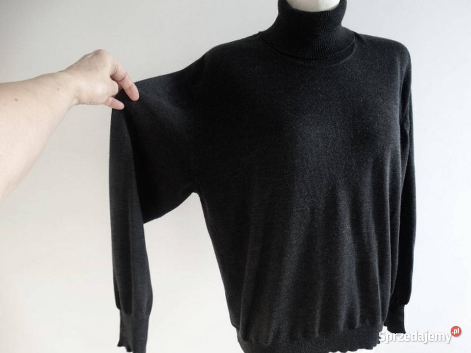Sweter z Golfem Wełniany 100 Wełna Merino Fine Łomża
