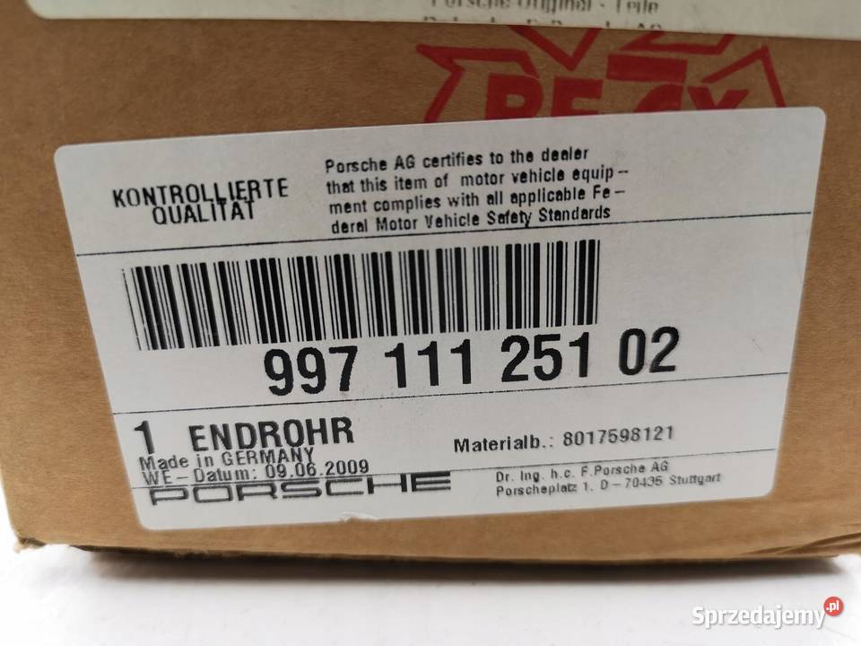 KOŃCÓWKA WYDECHU LEWA PORSCHE 911 20072011