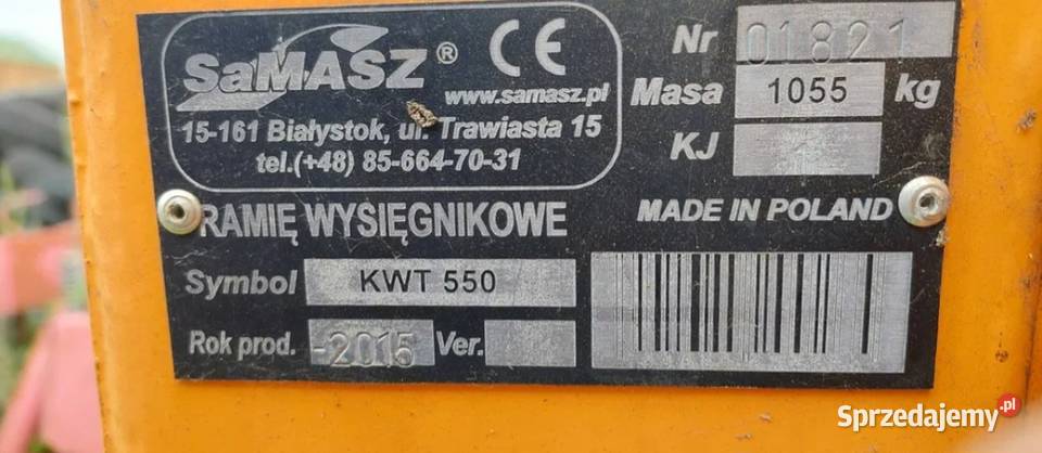 Kosiarka bijakowa Samasz na wysięgniku kwt 550 z Kwidzyn