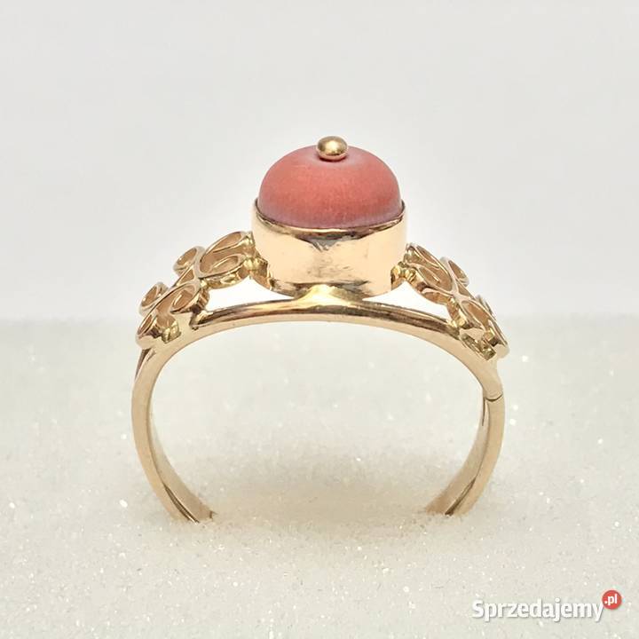 Złoty PIERŚCIONEK 14K ażurowy piękny KORAL r 15 złoto Warszawa