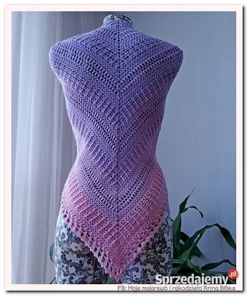 Chusta ombre kolor sakura rękodzieło na szydełku świętokrzyskie