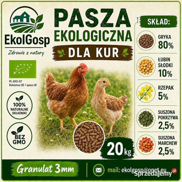 Pasza kur 20 ekologiczna zachodniopomorskie Szczecin