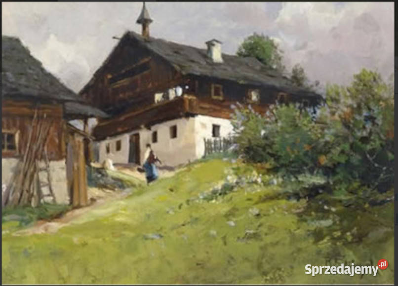 Obraz olejny vintage autor Reinhard Schinzel Bartków