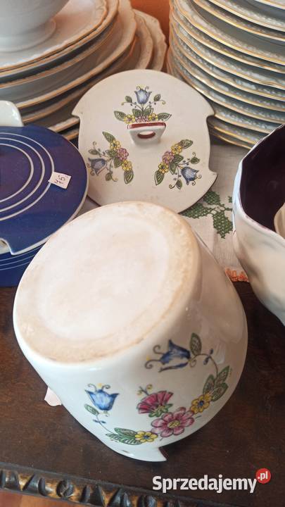 Puzderko pojemnik sygnowany Z pokrywką kobaltowy Gdańsk