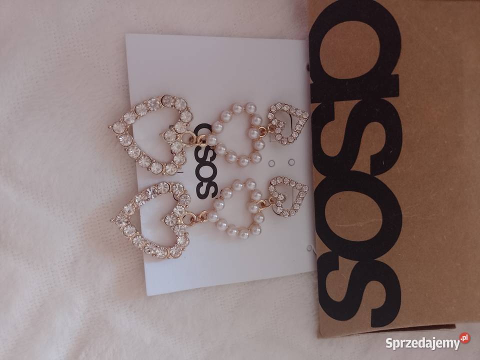 ASOS Długie bogato zdobione kolczyki serca perły Kraków