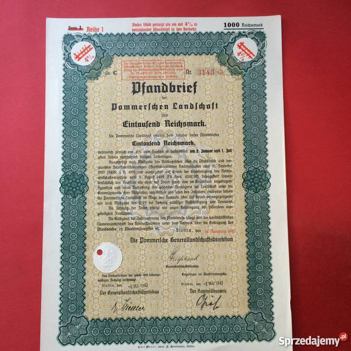 26 Papiery wartościowe 1000 reichsmark