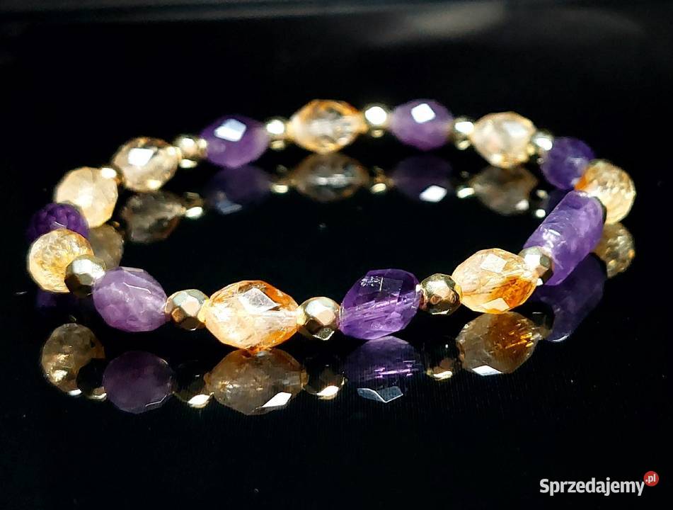 BRANSOLETKA KAMIENIE AMETYST HEMATYT KWARC
