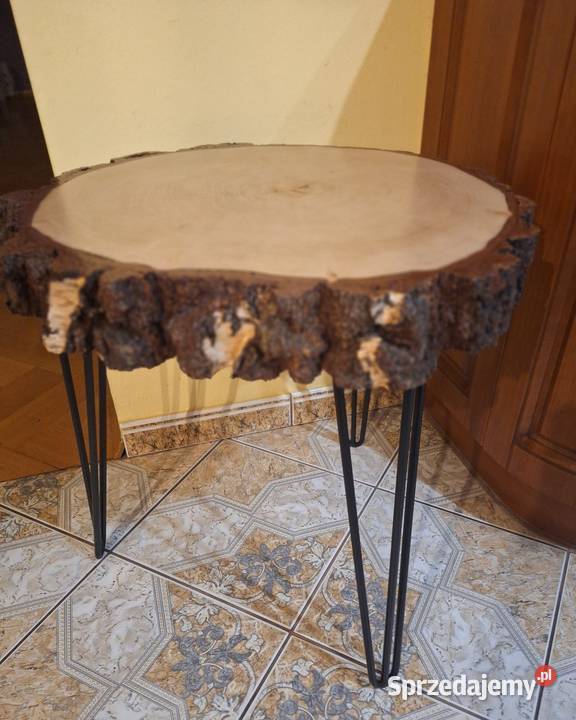 Rustykalny stolik kawowy z plastra brzozy Strzyżów