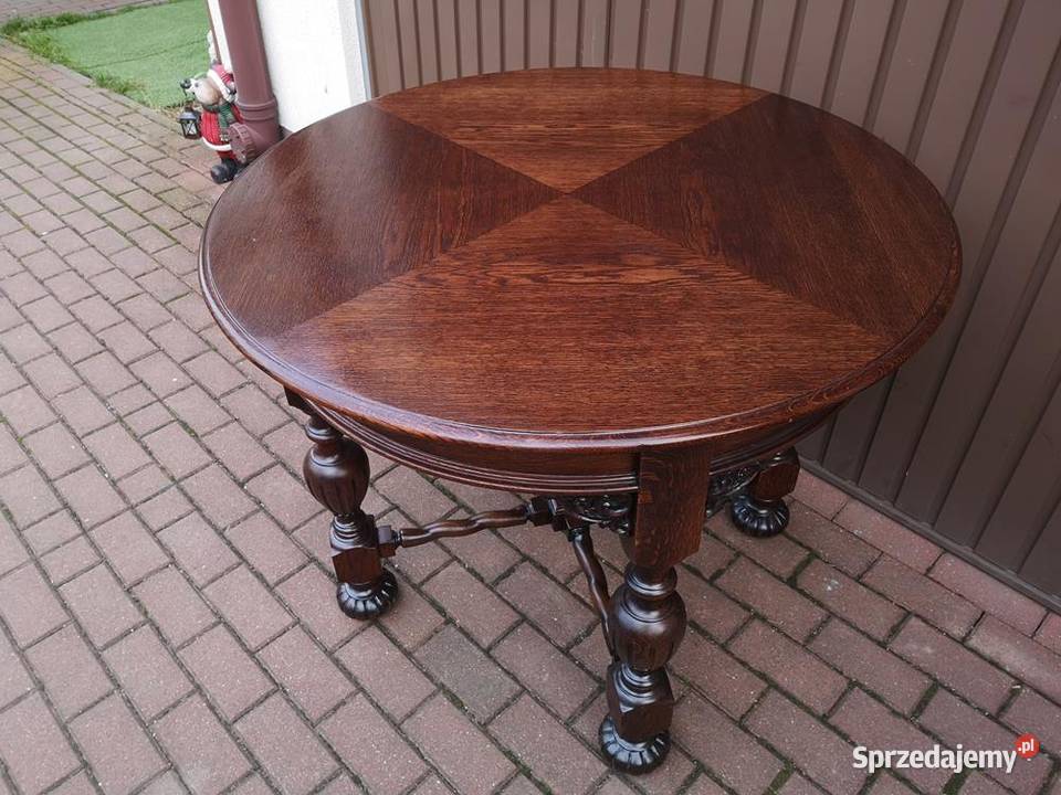 Stół Dębowy Okrągły 99 Unikat Zgrabny Stary Swarzędz