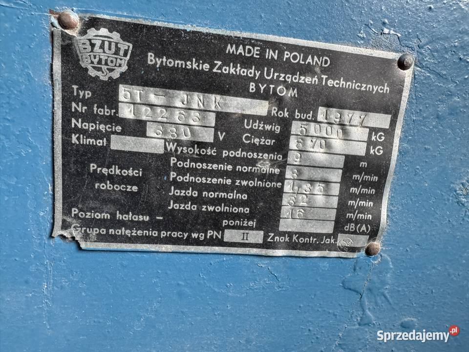 Wciągnik 5T BZUT suwnica wciągarka elektrowciąg Wólka Podleśna