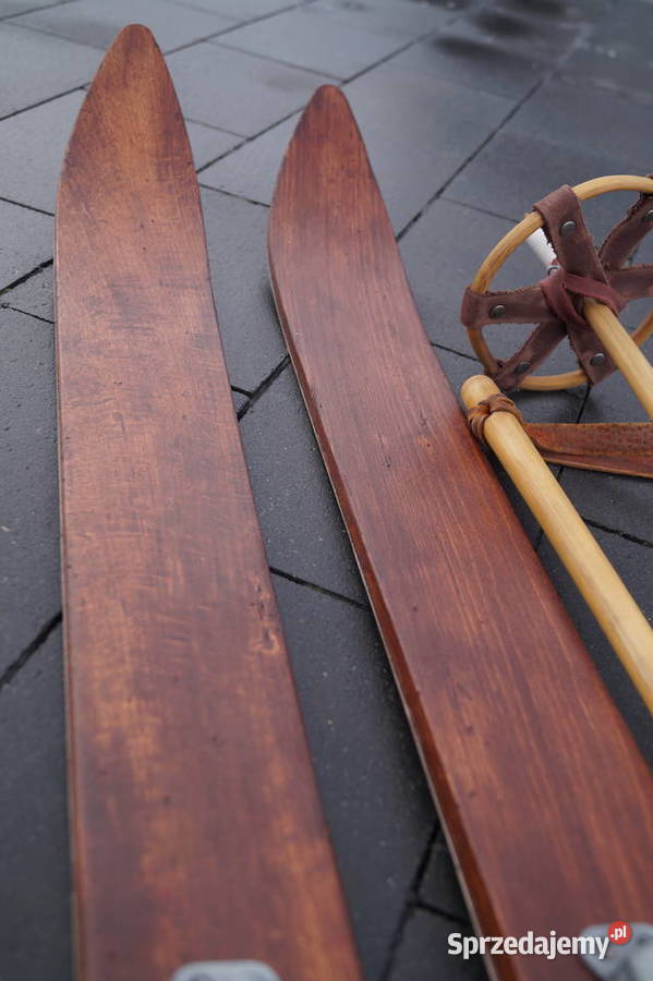 Stare narty bukowe hikorowe 163 kijki Pruchnik
