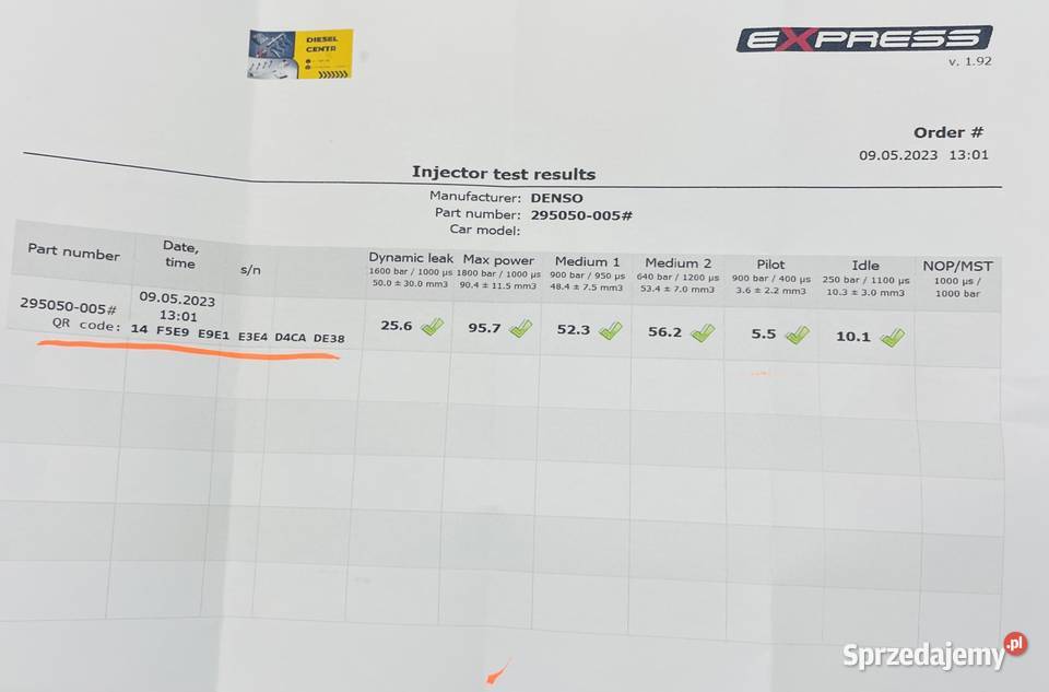 Wtryskiwacz DENSO OPEL 17CDTi 55567729 Karczów