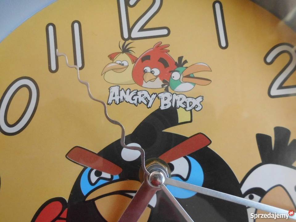Ładny kolorowy zegar w białej oprawie ANGRY Warszawa