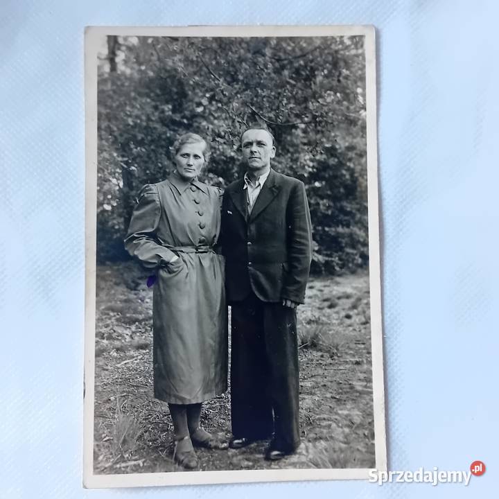 Pocztówka ze zdjęciem nieznanej pary USA 1947 r wielkopolskie Koźminek