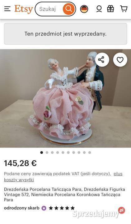Antyczna Drezdeńska Porcelana Figurka Krynolina Pabianice sprzedam