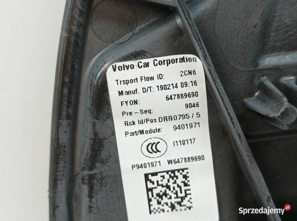 MECHANIZM SZYBY PRAWY TYŁ SEDAN 31674760 Volvo świętokrzyskie