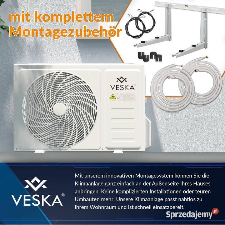 KLIMATYZACJA DO DOMU ZESTAW SPLIT 35KW VESKA DE Klimatyzacja i wentylacja