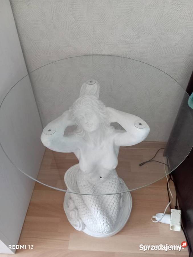 Stolik szklany na pięknej podstawie Bytom