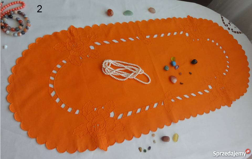 Serwetki kolorowe pomarańczowe wyszywane haft Lublin