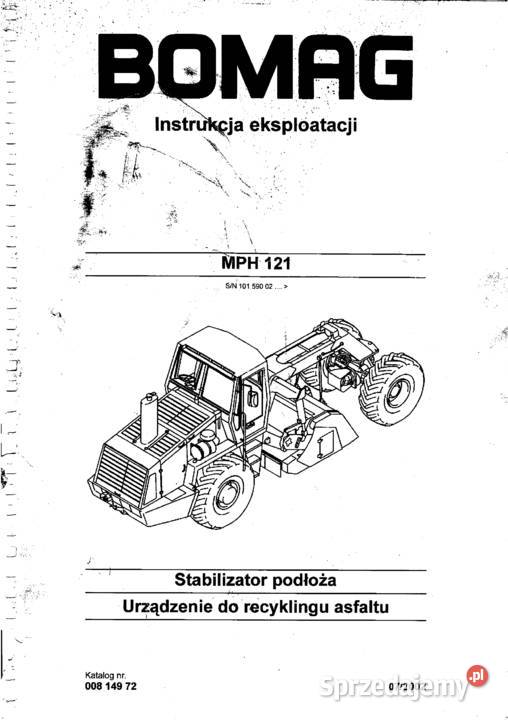 Instrukcja obsługi DTR Recykler BOMAG MPH121 małopolskie Brzesko