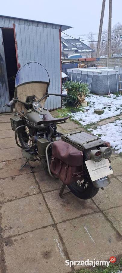 ładnie odrestaurowany harley davidson wla zielony Kluczbork