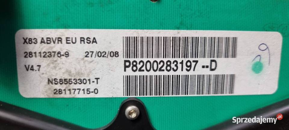 LICZNIK ZEGAR RENAULT TRAFIC II P8200283197 kujawsko-pomorskie Lipno