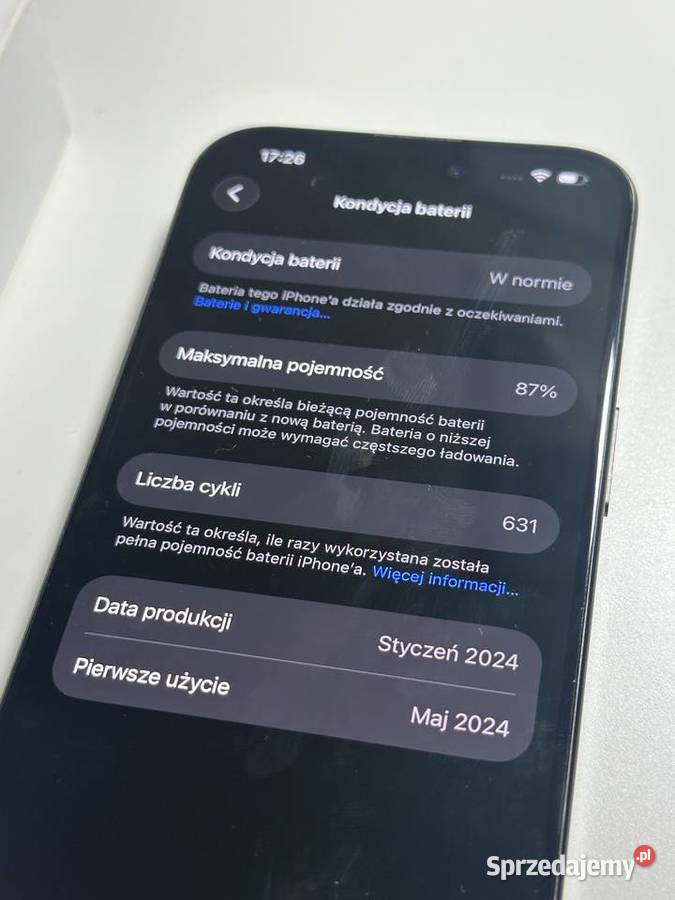 Sprzedam iPhone 15 Pro 128GB Black Titanium 87 Apple / iPhone