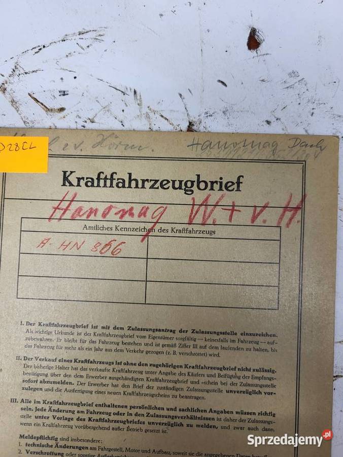 BRIF PAPIERY HANOMAG 1964R Rybnik