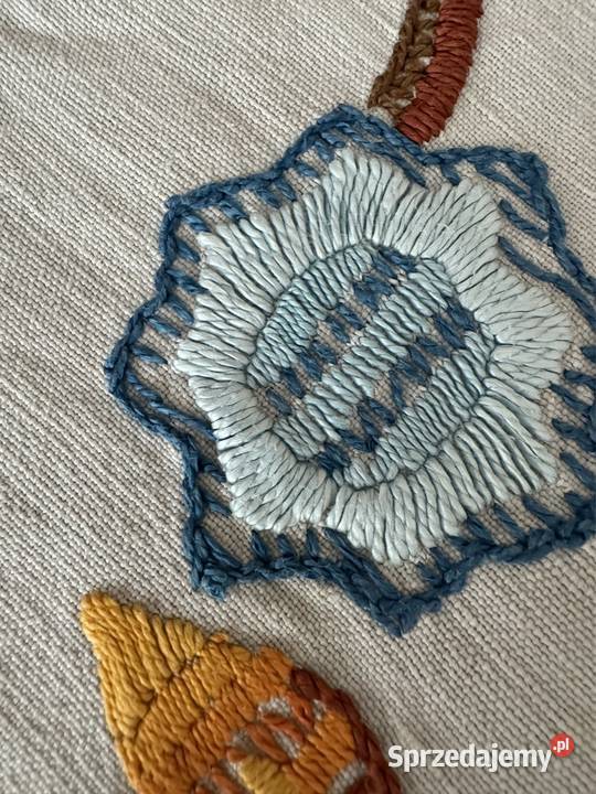 Obrus PRL lata60 te ręcznie haftowany Vintage Rękodzieło Częstochowa